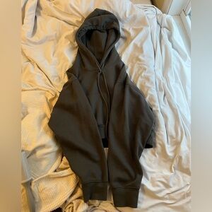 gray cropped streetwear hoodie